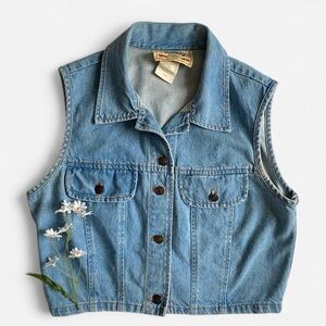 Vintage 90s cropped blue denim vest